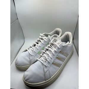 Adidas Grand Court White Iridescent Stripes Lace Up Sneakers Men‎ US 7 EU 40